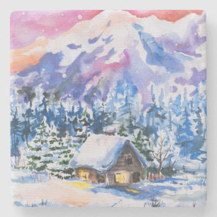 Winterlandschaft Steinuntersetzer