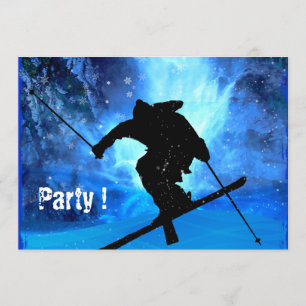Winterlandschaft und Freestyle Skier Einladung