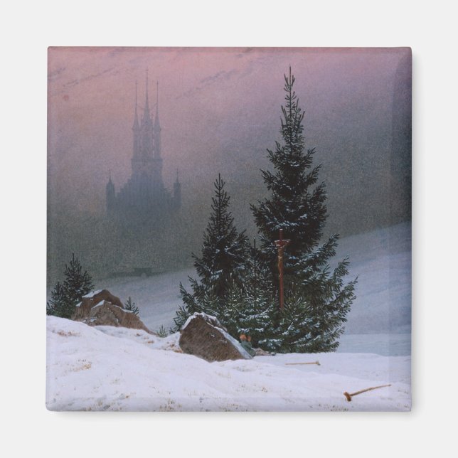 Winterlandschaft (von Caspar David Friedrich) Magnet (Vorne)