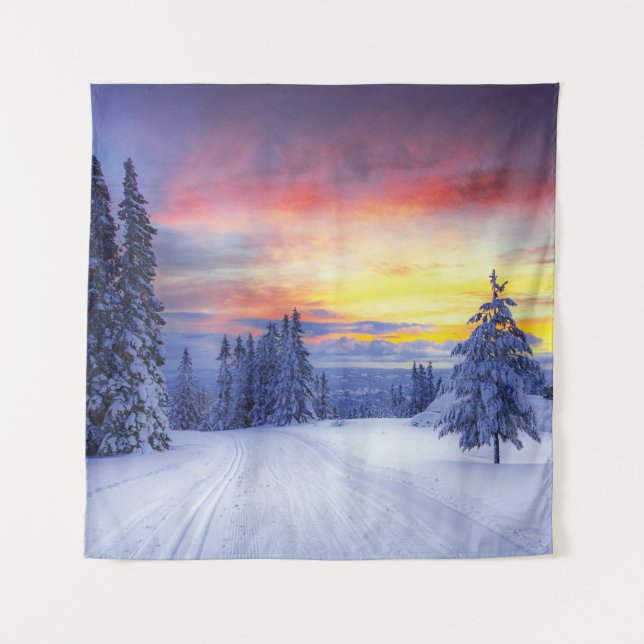 Winterlandschaft Wandteppich (Vorderseite)