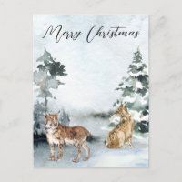 Winterlandschaft Wasserfarbe Bobcat Lynx Weihnacht