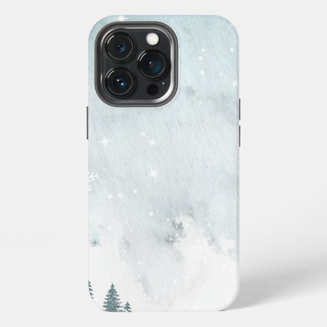 Winterlandschaft Wasserfarbe iPhone 13 Pro Hülle (Hinten)