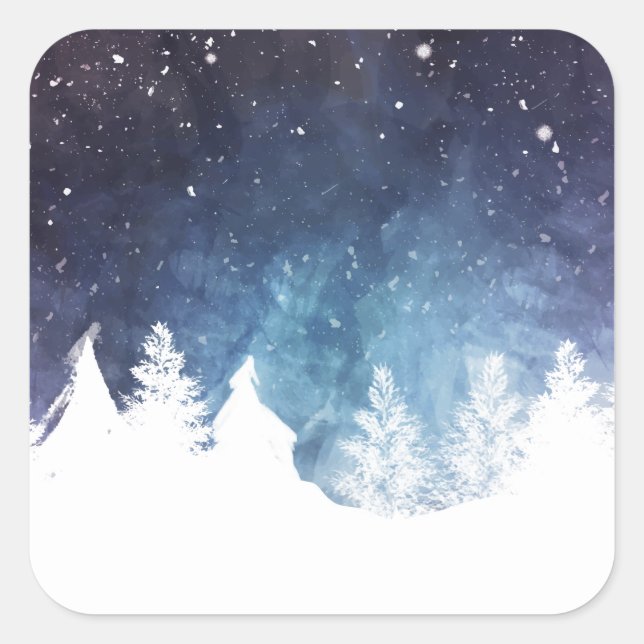 Winterlandschaft Wasserfarbe Urlaub | Aufkleber (Vorderseite)