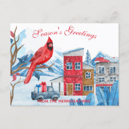 Winterlandschaft Wasserfarben Illustration Weihnac Postkarte