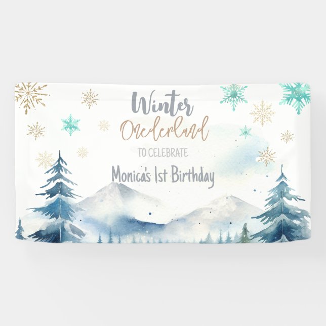 Winterlandschaft wunderbarer Geburtstag Banner (Horizontal)