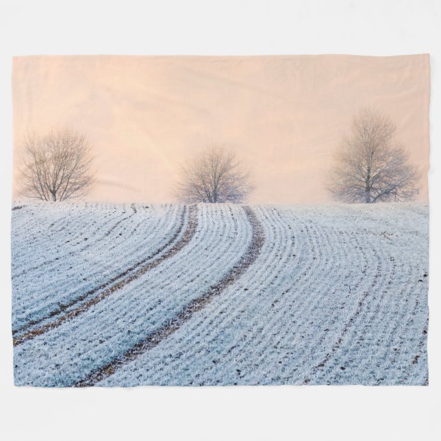 Winterlandschaften mit Hoarfrost - Fleecedecke (Vorderseite (Horizontal))