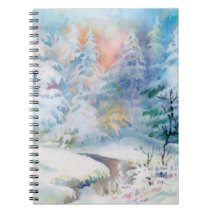 Winterlandschaftsdarstellung in Aquarellfarben Notizblock