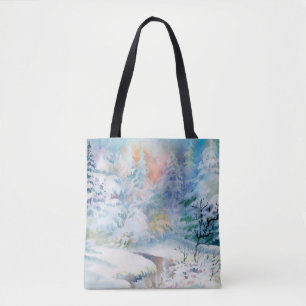 Winterlandschaftsdarstellung in Aquarellfarben Tasche