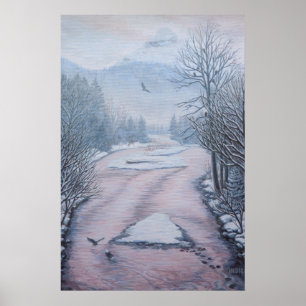 Winterlandschaftsmalerei 9 Adler Cheakamus River Poster