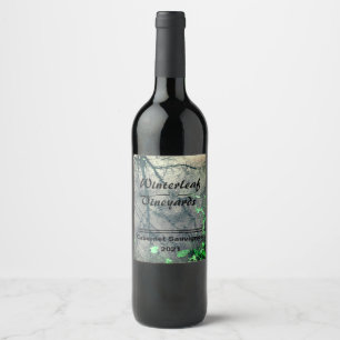 "Winterleaf" Grüner Grund, Set von 6 Weinetiketten Weinetikett