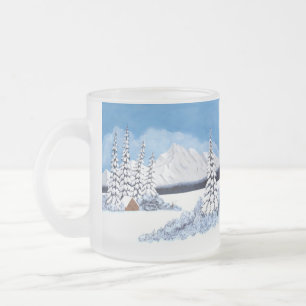 Winterlich Schnee Helle Glas-Mug mit Frost-Effekt Mattglastasse