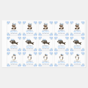 Winterliche arktische Tiere Baby Shower Exlibris Etiketten