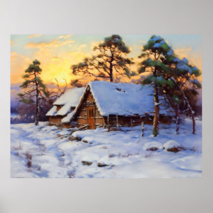 Winterliche Baltische Küstenrohrhütte Poster