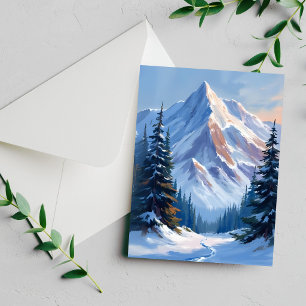 Winterliche Berglandschaft Aquarell-Malerei Karte