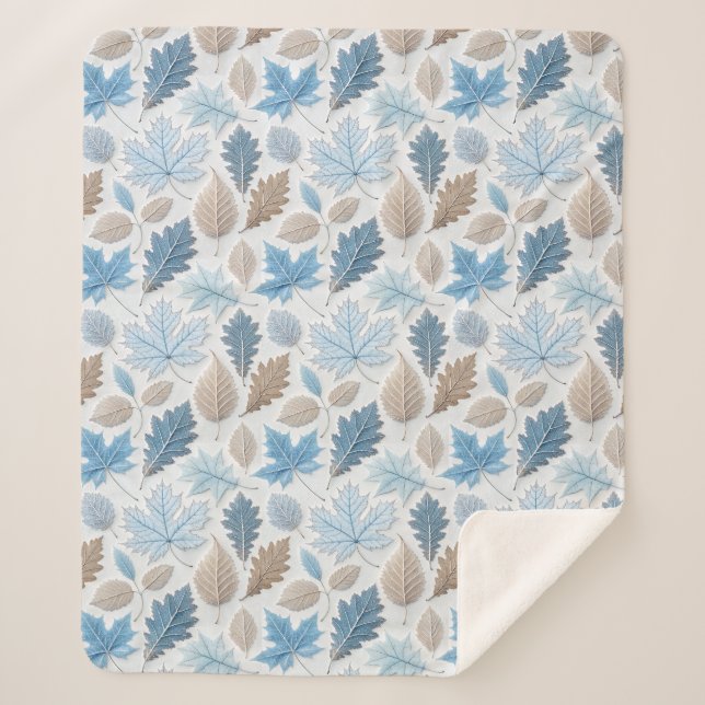 winterliche Blätter in zartem Frost überzogen Sherpadecke (Vorderseite)