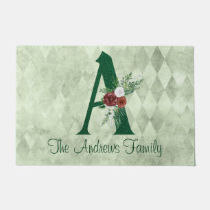 Winterliche Blumenillustration Buchstabe A Persona Fußmatte