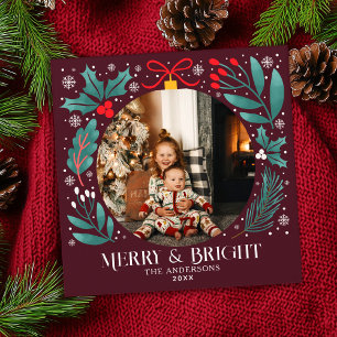 Winterliche Botanik-Ornament-Weihnachtskarte