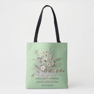 Winterliche botanische Aquarellmalerei Baumwolle Tasche