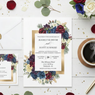 Winterliche Christrose Florale Hochzeit Wasserfarb Einladung