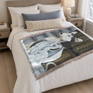 Winterliche Fantasie-Husky-Hund-Drache-Schloss Decke