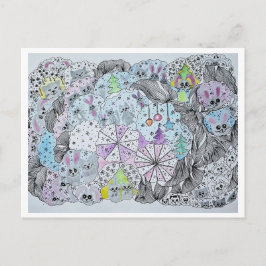 Winterliche Fantasie-Waldkreaturen Postkarte