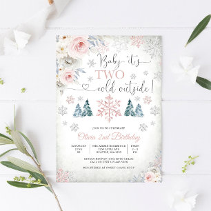 Winterliche Florale 2. Geburtstagseinladung Einladung