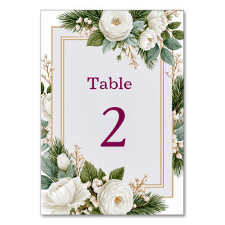 Winterliche Florale Hochzeit Staubblau Tischnummer