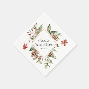 Winterliche Floralgrün Baby Shower Servietten