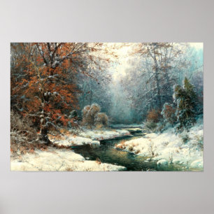 Winterliche Flusslandschaft Poster