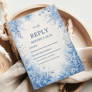 Winterliche Frostige Blaue Botanik RSVP Karte