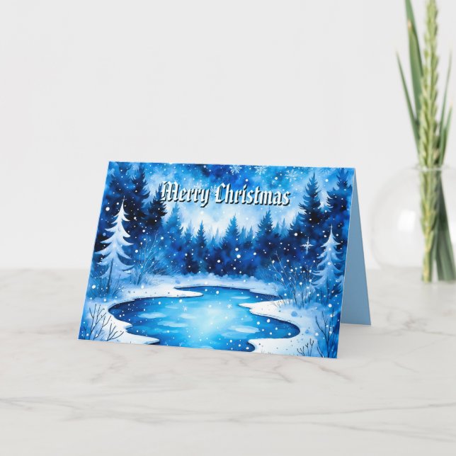 Winterliche gefrostete Weihnachtskarte Feiertagskarte (Vorderseite)