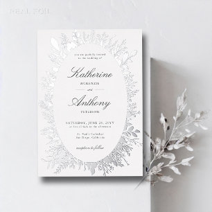 Winterliche Grüne Boho-Rahmen Elegante Weiße Hochz Folieneinladung