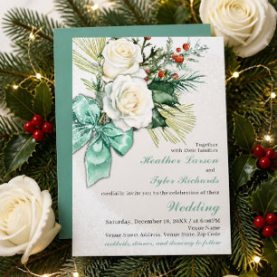 Winterliche Hochzeitseinladung mit Blumen Einladung