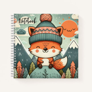 Winterliche Laune – Fuchs in einem flauschigen Hut Notizbuch