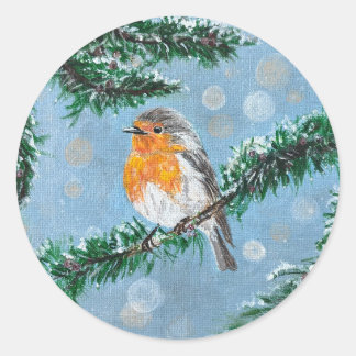 Winterliche Robin-Weihnachtsaufkleber Runder Aufkleber
