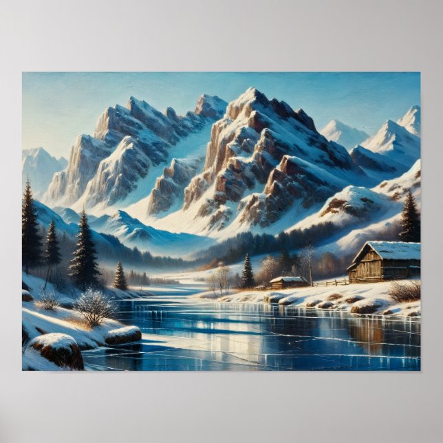 Winterliche Ruhe: Alpinreflektionen Poster (Vorne)