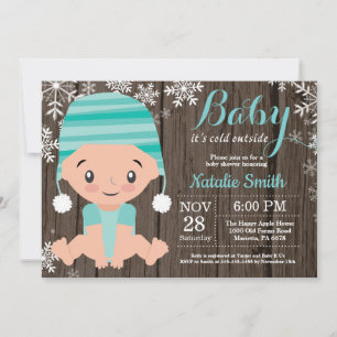 Winterliche Rustikale Aqua-Baby-Shower-Einladung Einladung