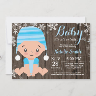 Winterliche rustikale blaue Jungen-Baby-Party-Einl Einladung