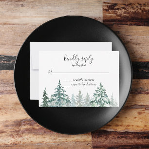Winterliche rustikale Kiefern Laterne Botanik RSVP Karte