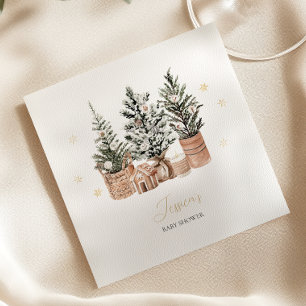 Winterliche rustikale Weihnachtsbäume Baby Shower Serviette