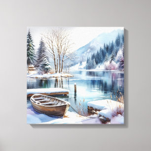 Winterliche Seeszene auf Leinwand