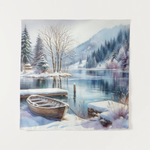 Winterliche Seeszene Wandteppich