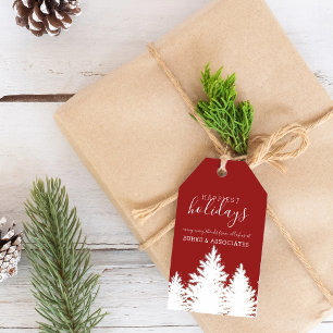 Winterliche Silhouette Bäume Feiertag Personalisie Geschenkanhänger