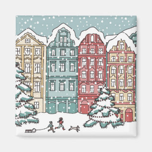 Winterliche Stadtszene Magnet