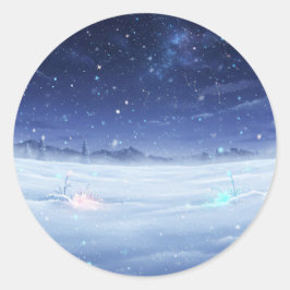 Winterliche Sternennacht-Rundsticker Runder Aufkleber