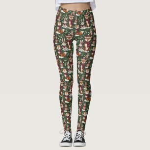 Winterliche Tierwelt mit Füchsen, Hirschen und Eul Leggings