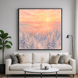 Winterliche Waldlandschaft bei Sonnenuntergang - A Poster
