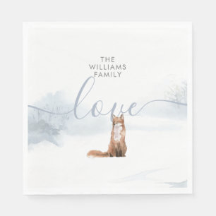 Winterliche Waldszene Fuchs Serviette