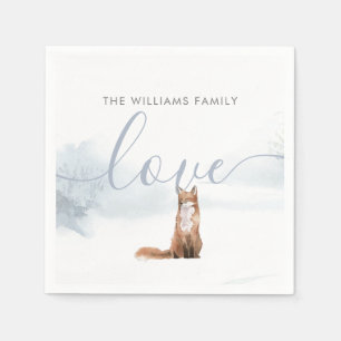Winterliche Waldszene Fuchs Urlaubskarte Serviette