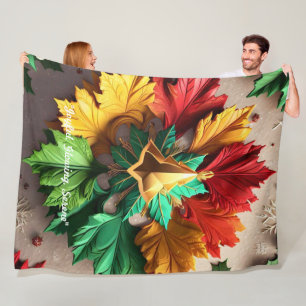 "Winterlicher Blattzauber" Fleecedecke